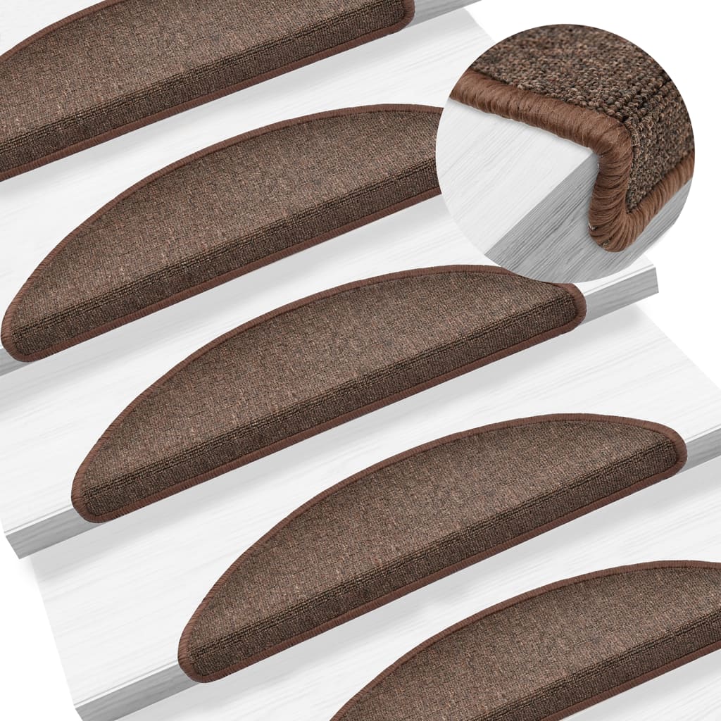 Mattes d'escalier Vidaxl 15 st 56x17x3 cm Hémisphère brun de café