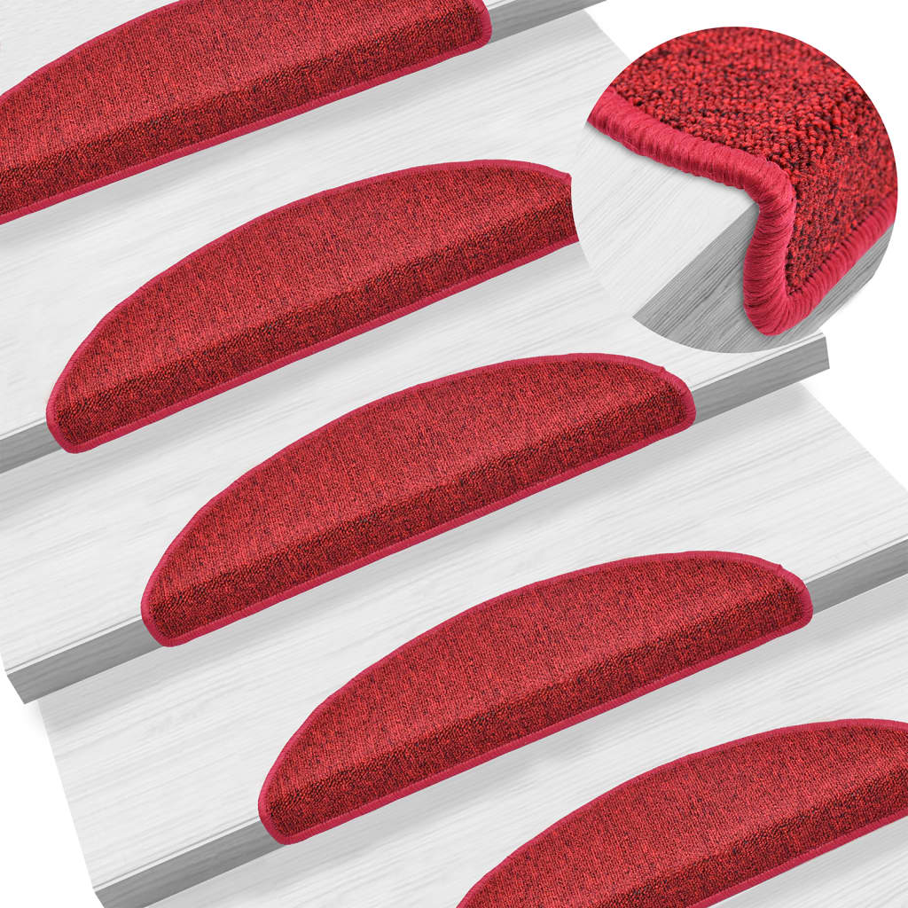 Mattes d'escalier Vidaxl 15 ST 56X17X3 CM Bordeaux Hémisphère