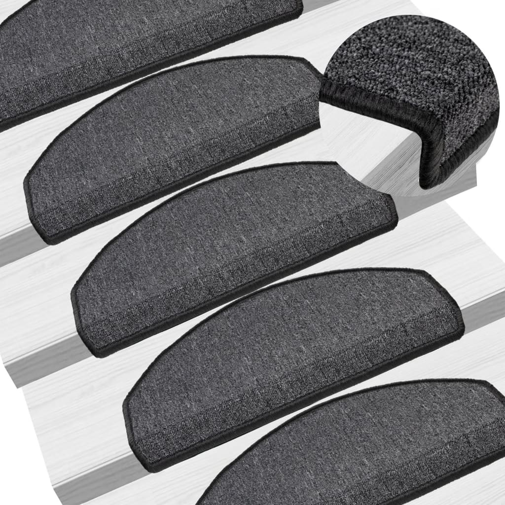 Mattes d'escalier Vidaxl 15 ST 65X24X4 CM Hémisphère anthracite Grand
