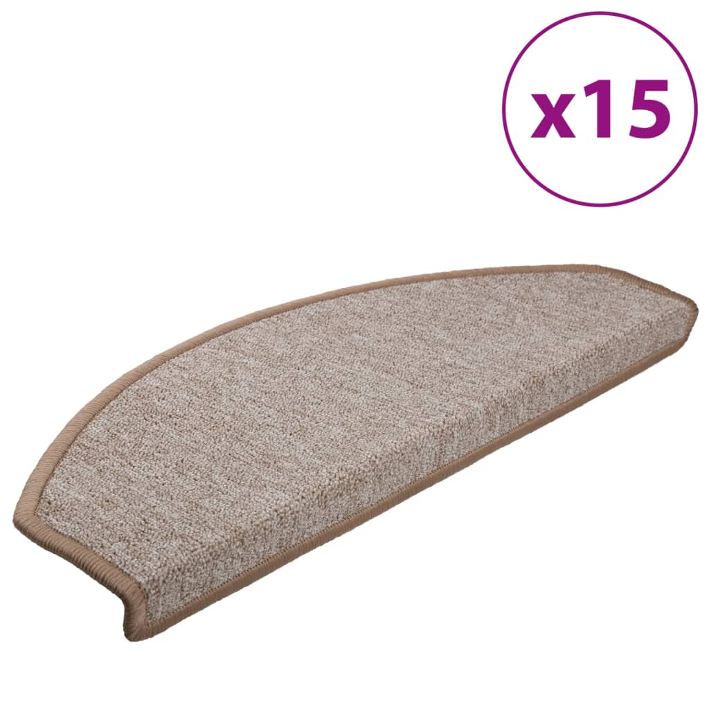 Mattes d'escalier vidaxl 15 st 65x24x4 cm Hémisphère brun clair grand