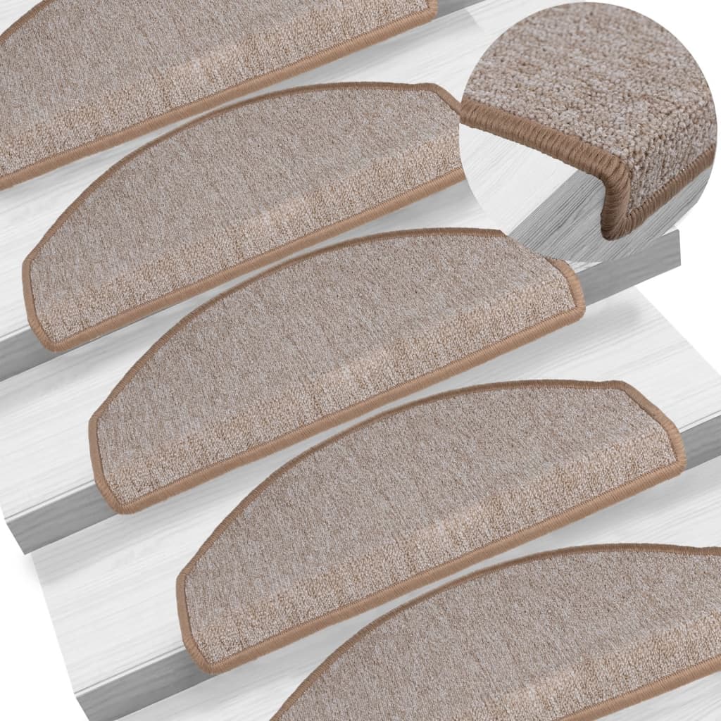 Mattes d'escalier vidaxl 15 st 65x24x4 cm Hémisphère brun clair grand