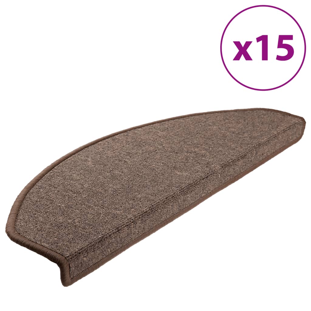 Vidaxl Mat à escalier 15 ST 65X24X4 CM CAFE BRORN SEMI -CIRCULAIRE Large