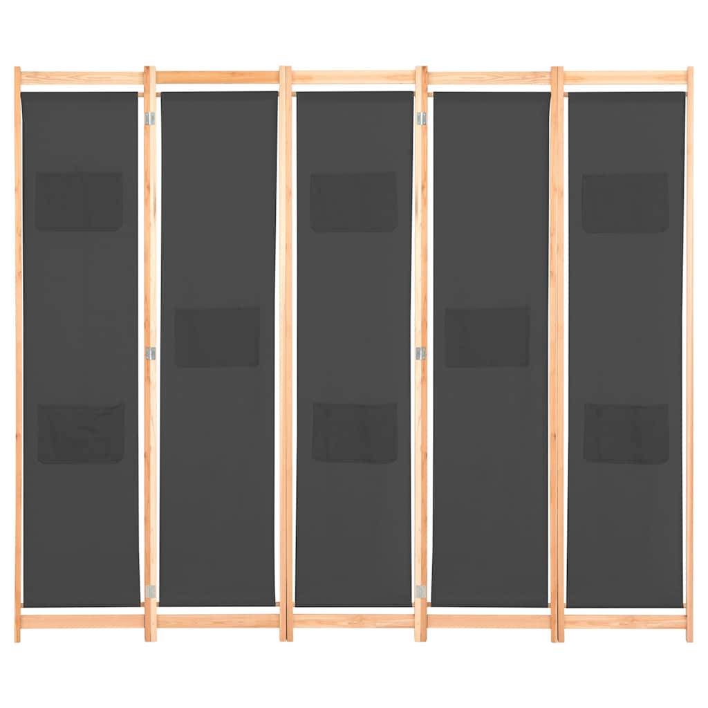 Vidaxl kamerscherm met 5 panelen 200x170x4 cm stof grijs