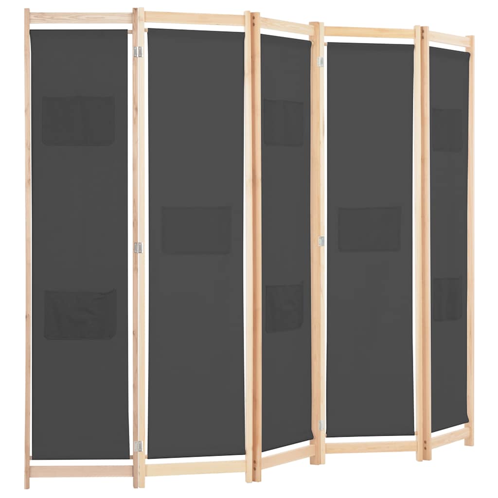 Vidaxl kamerscherm met 5 panelen 200x170x4 cm stof grijs