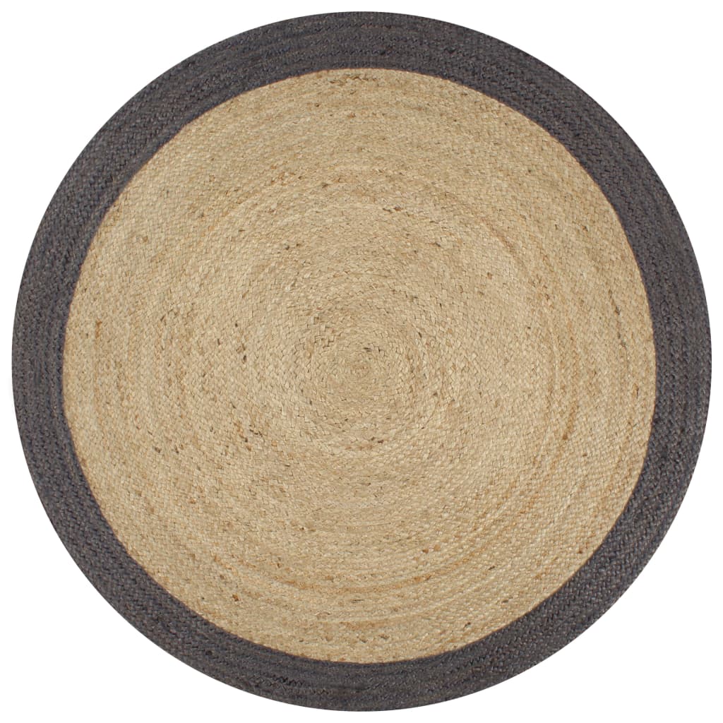 Viaxl tapis fait à la main avec une bordure gris foncé 90 cm jute