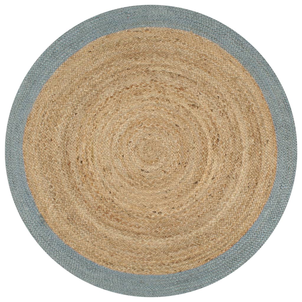 Viaxl tapis fait à la main avec une bordure verte olive 90 cm jute