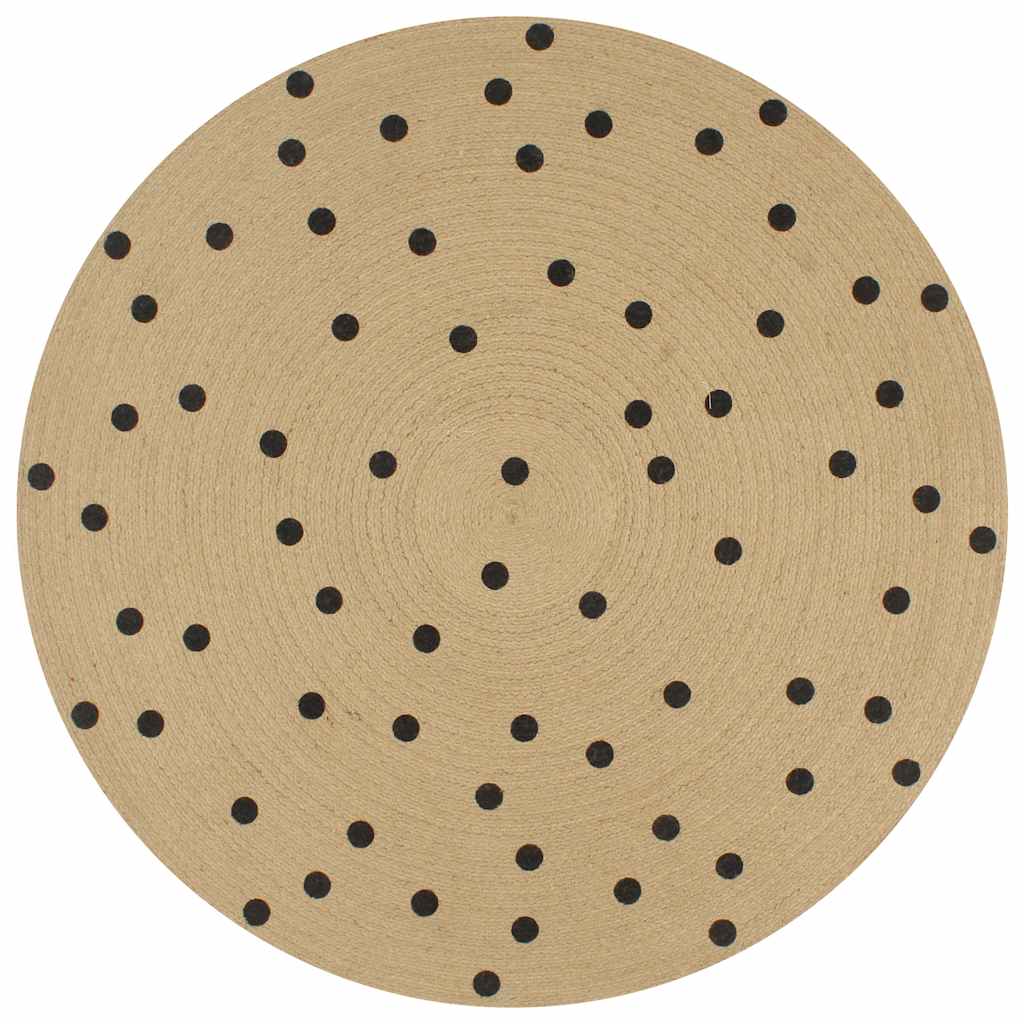 Tapis Vidaxx fait main avec imprimé à pois 90 cm jute
