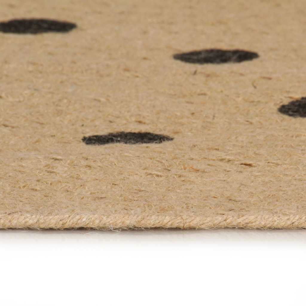 Tapis Vidaxx fait main avec imprimé à pois 90 cm jute
