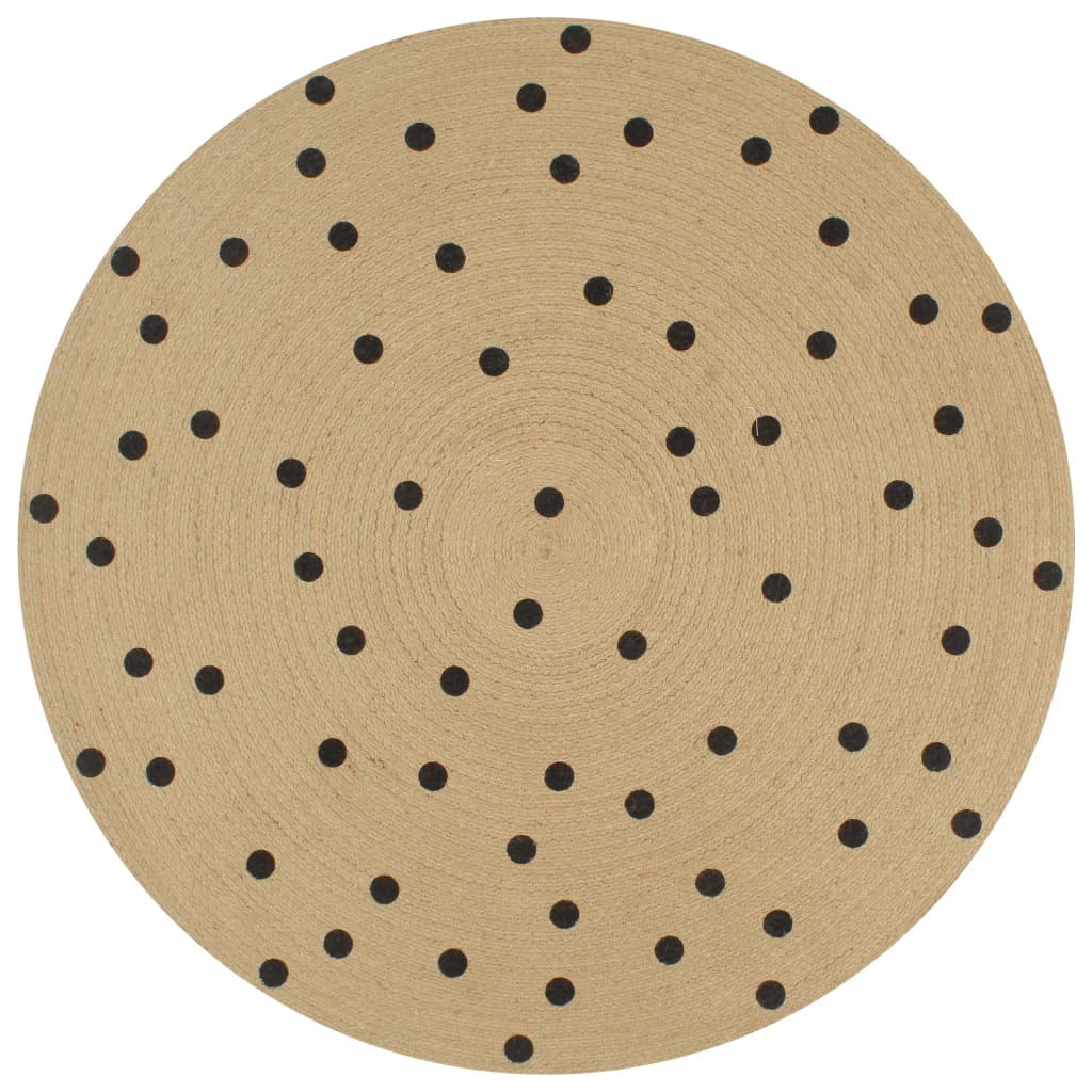 Tapis Vidaxl fait main avec imprimé à pois 120 cm jute