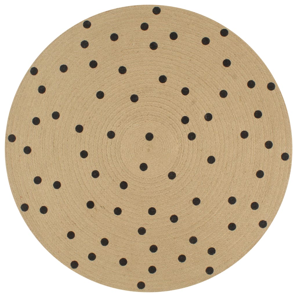 Tapis Vidaxl fait main avec imprimé à pois 150 cm jute