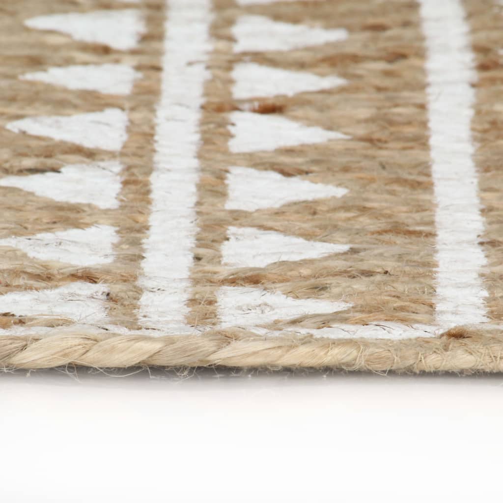 Tapis VidaXL fait main avec imprimé blanc 90 cm jute