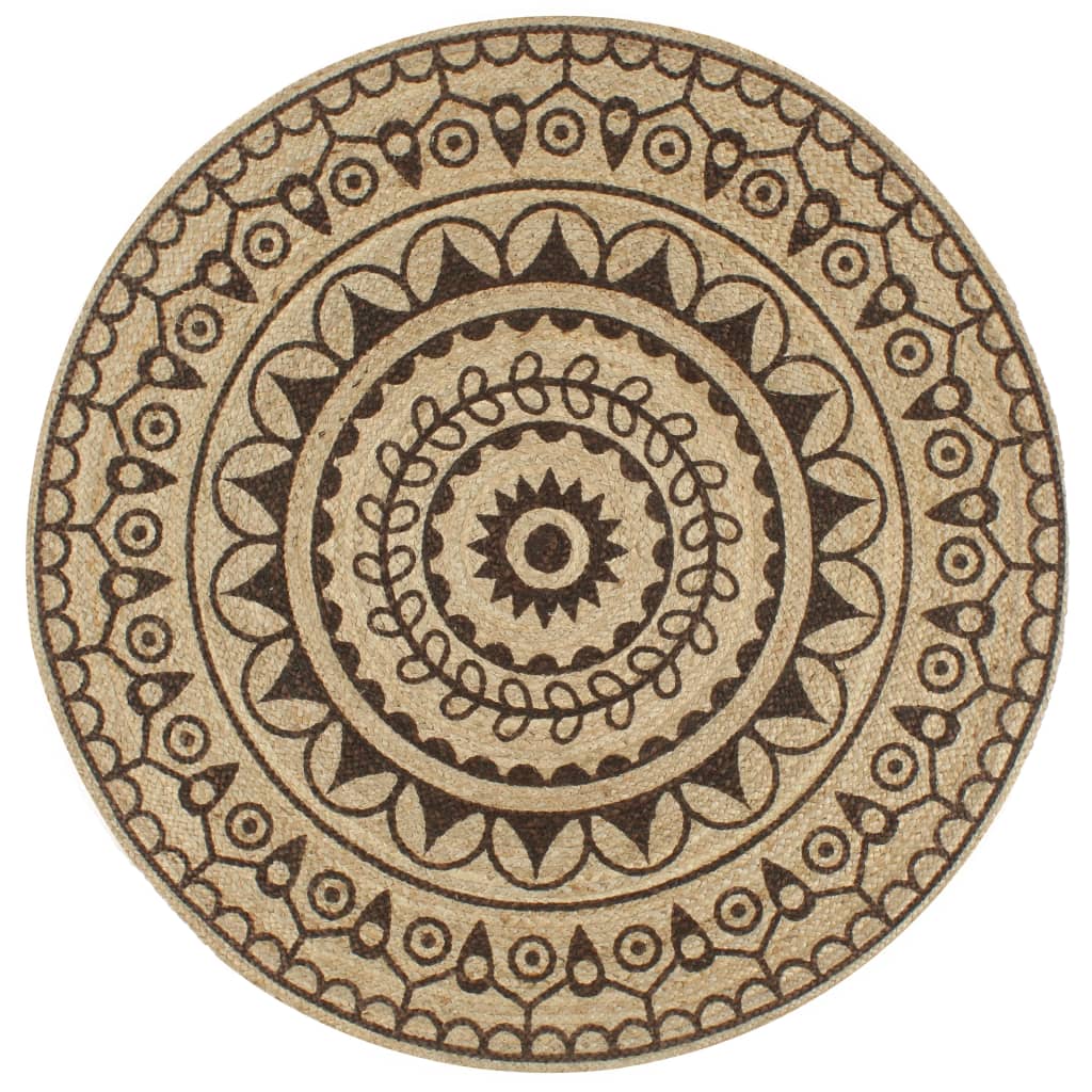 Tapis VidaXL fait main avec imprimé marron foncé 90 cm jute