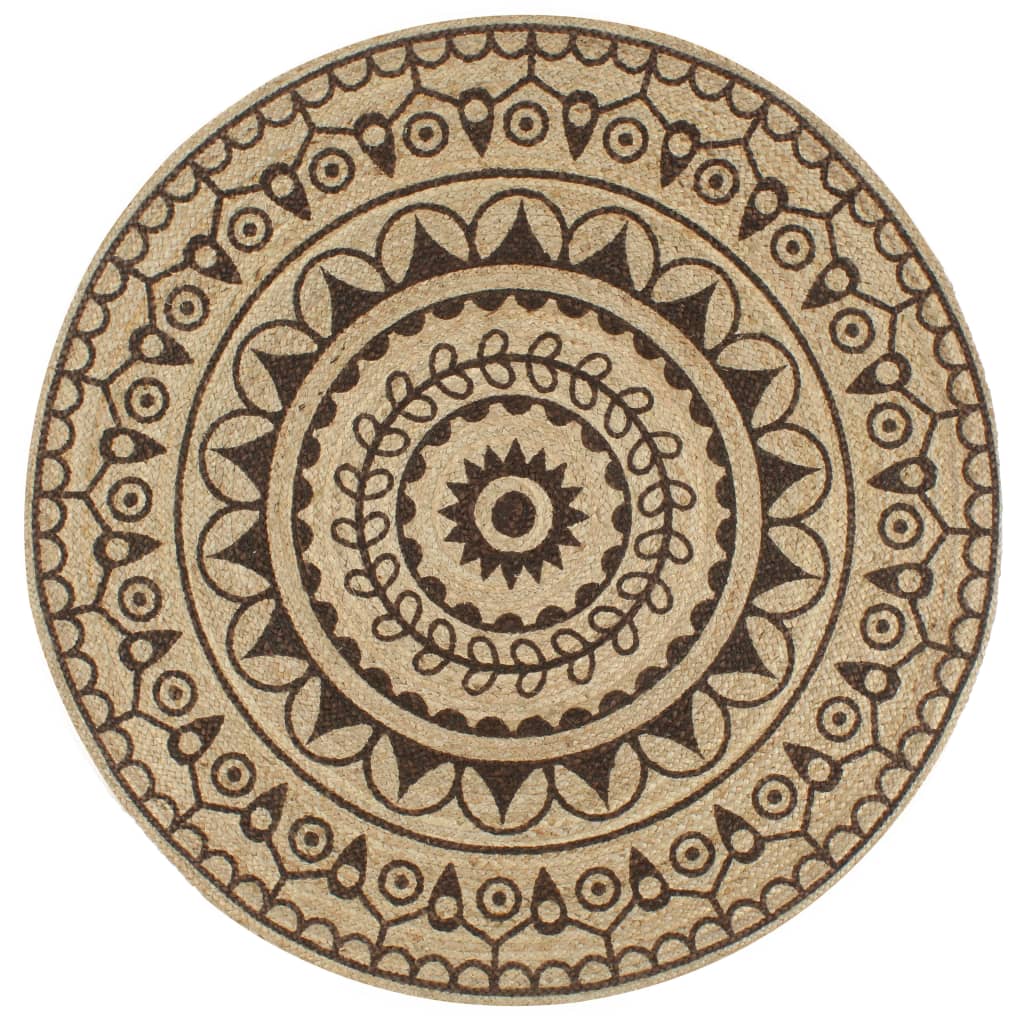 Tapis VidaXL fait main avec imprimé marron foncé 120 cm jute