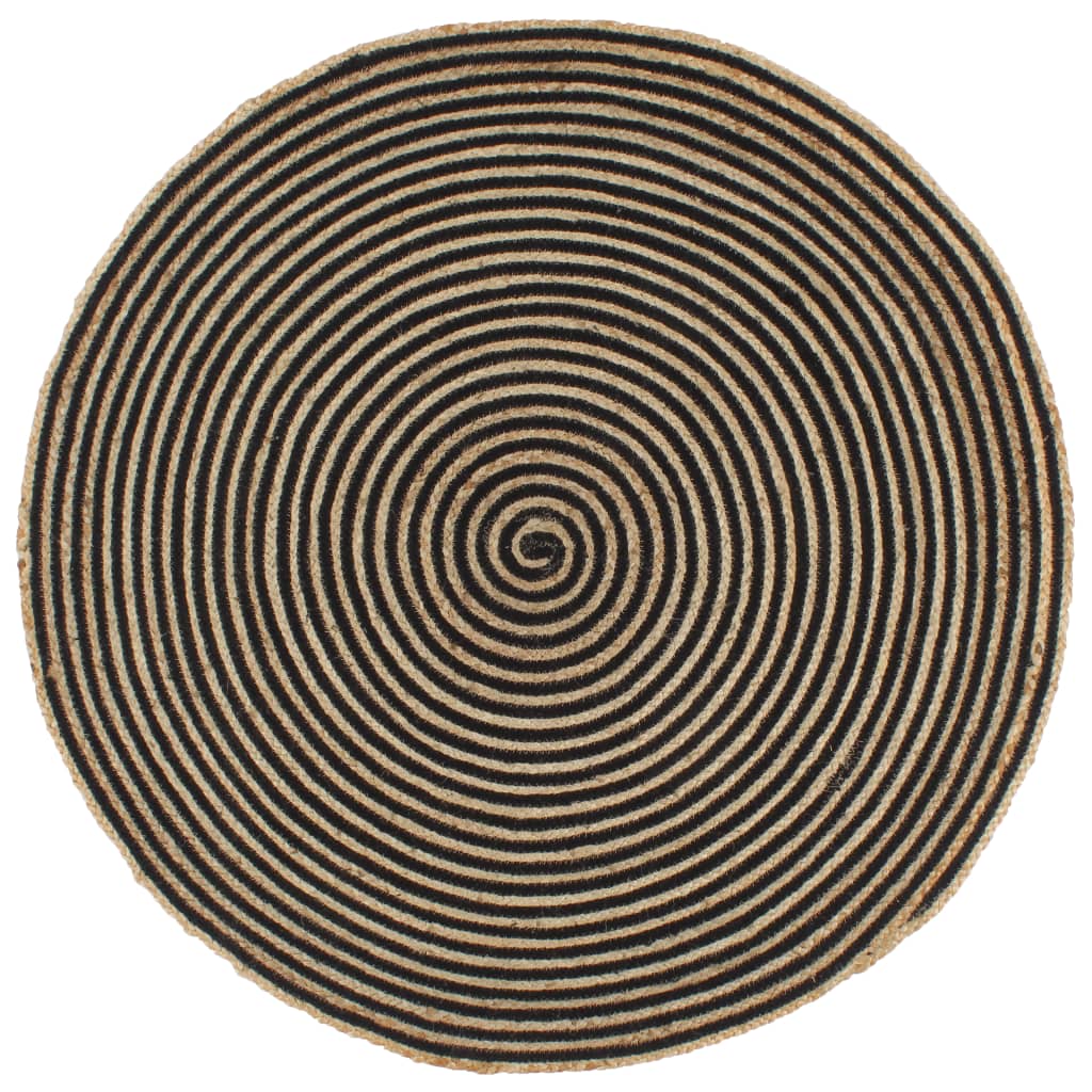 VidaXL tapis fait main avec motif spirale 120 cm jute noir