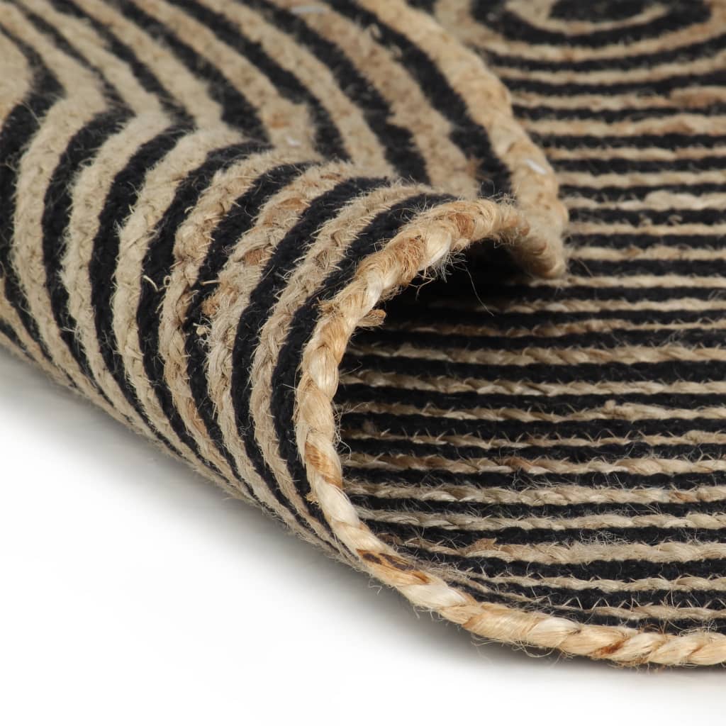 VidaXL tapis fait main avec motif spirale 120 cm jute noir