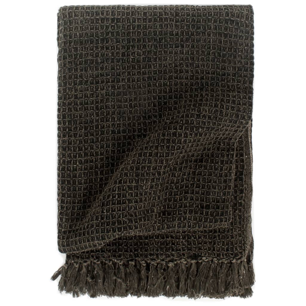 VidaXL plaid 220x250 cm coton anthracite et marron