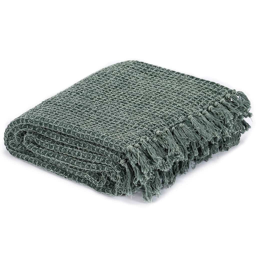 VidaXL plaid 125x150 cm coton vert foncé