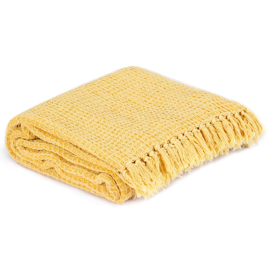VidaXL plaid 160x210 cm coton jaune moutarde
