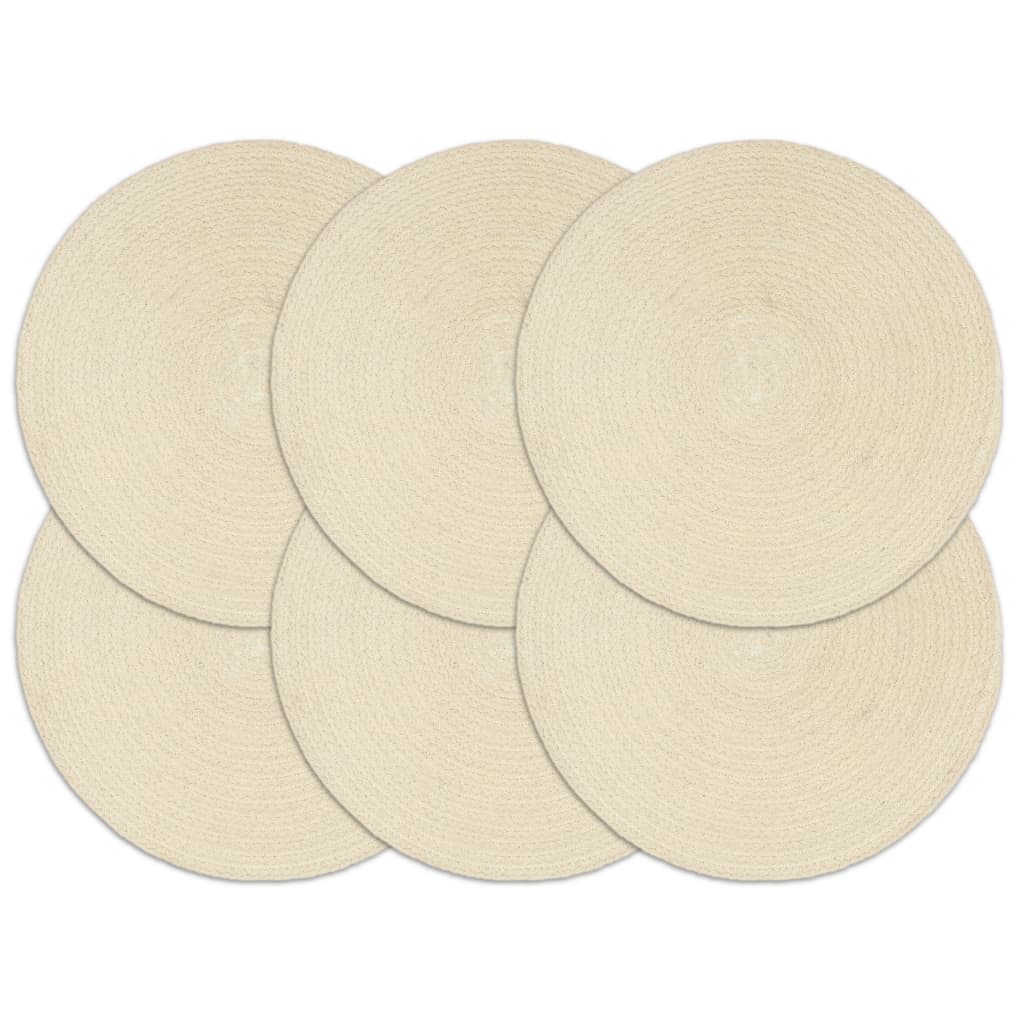 VidaXL sets de table 6 pcs rond 38 cm coton naturel
