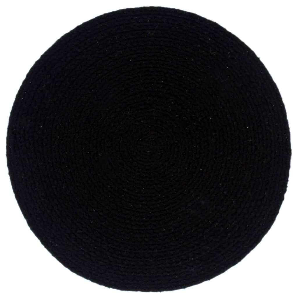 VidaXL sets de table 6 pcs rond 38 cm coton uni noir
