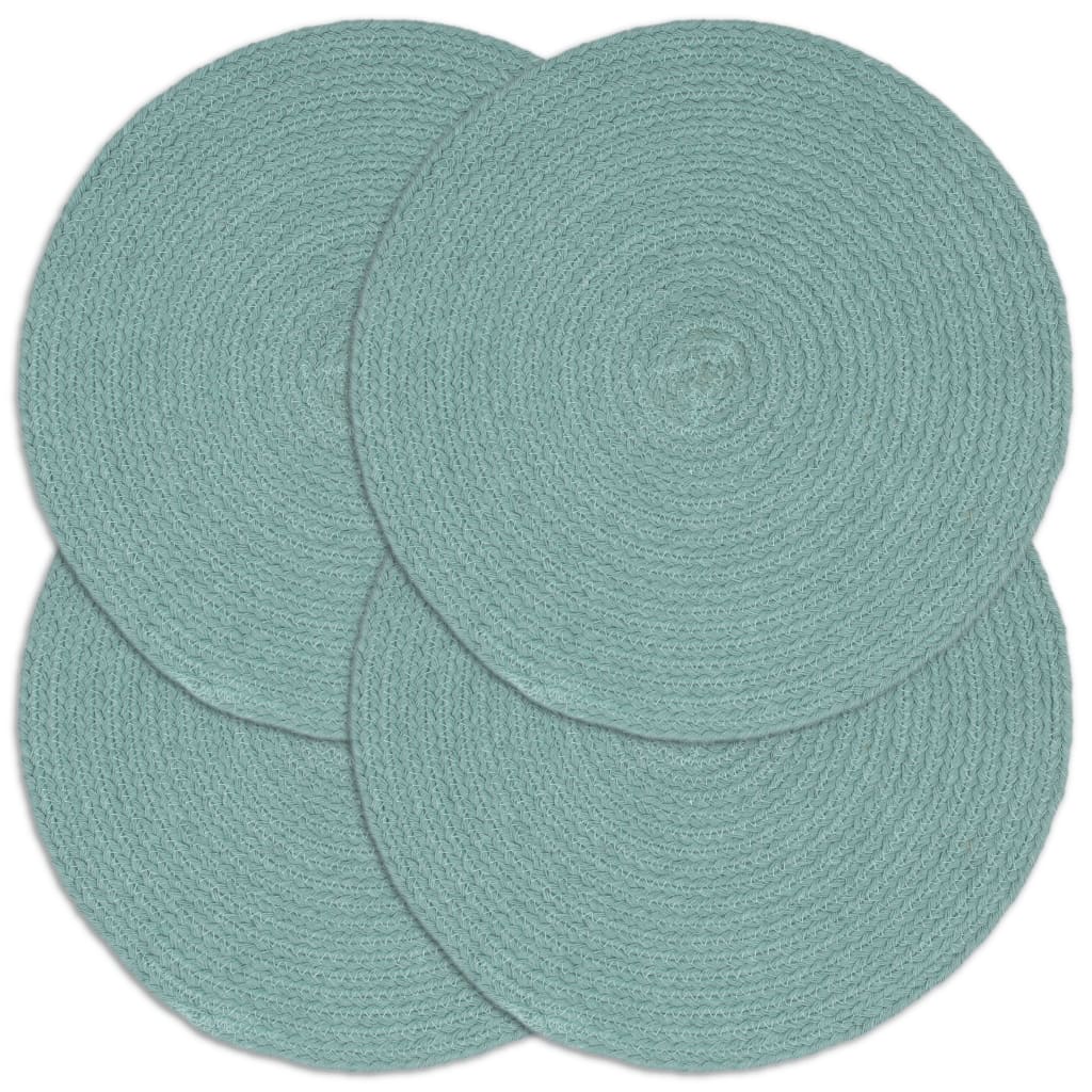 VidaXL sets de table 4 pcs rond 38 cm coton uni vert
