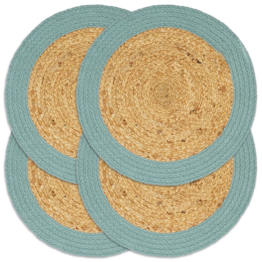 VidaXL sets de table 4 pcs 38 cm jute et coton naturel et vert