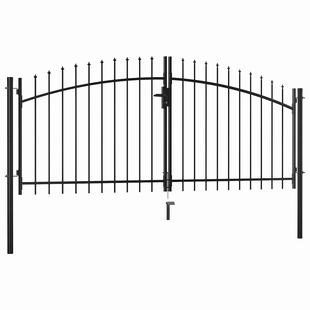VidaXL portail de clôture double porte avec dessus de lances 300x150 cm