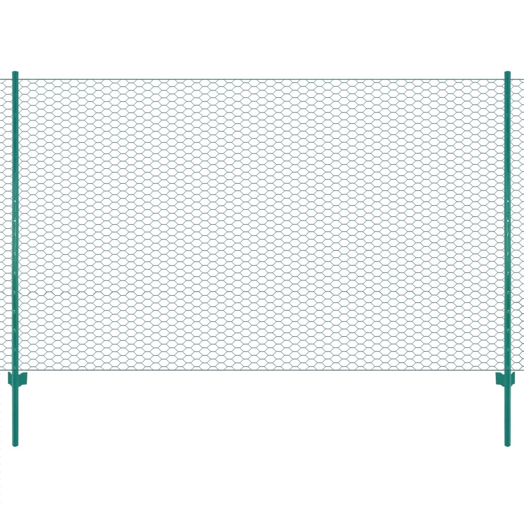 FET de maille filaire Vidaxl avec poteaux de 25x2 m en acier vert