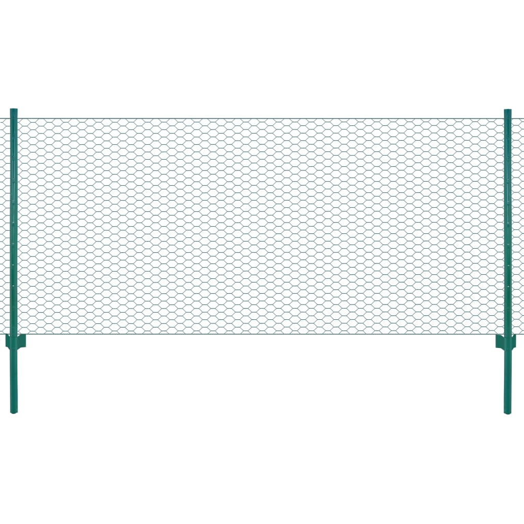 Vidaxl Fet Fet avec poteaux 25x0,75 m en acier vert
