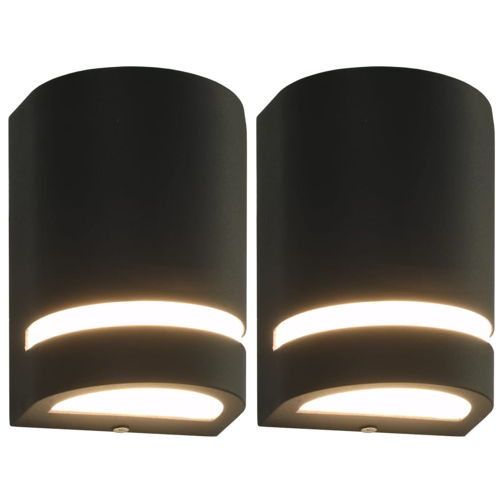 Vidaxl Lampes murales extérieures 2 PCS 35 W Black à moitié fini