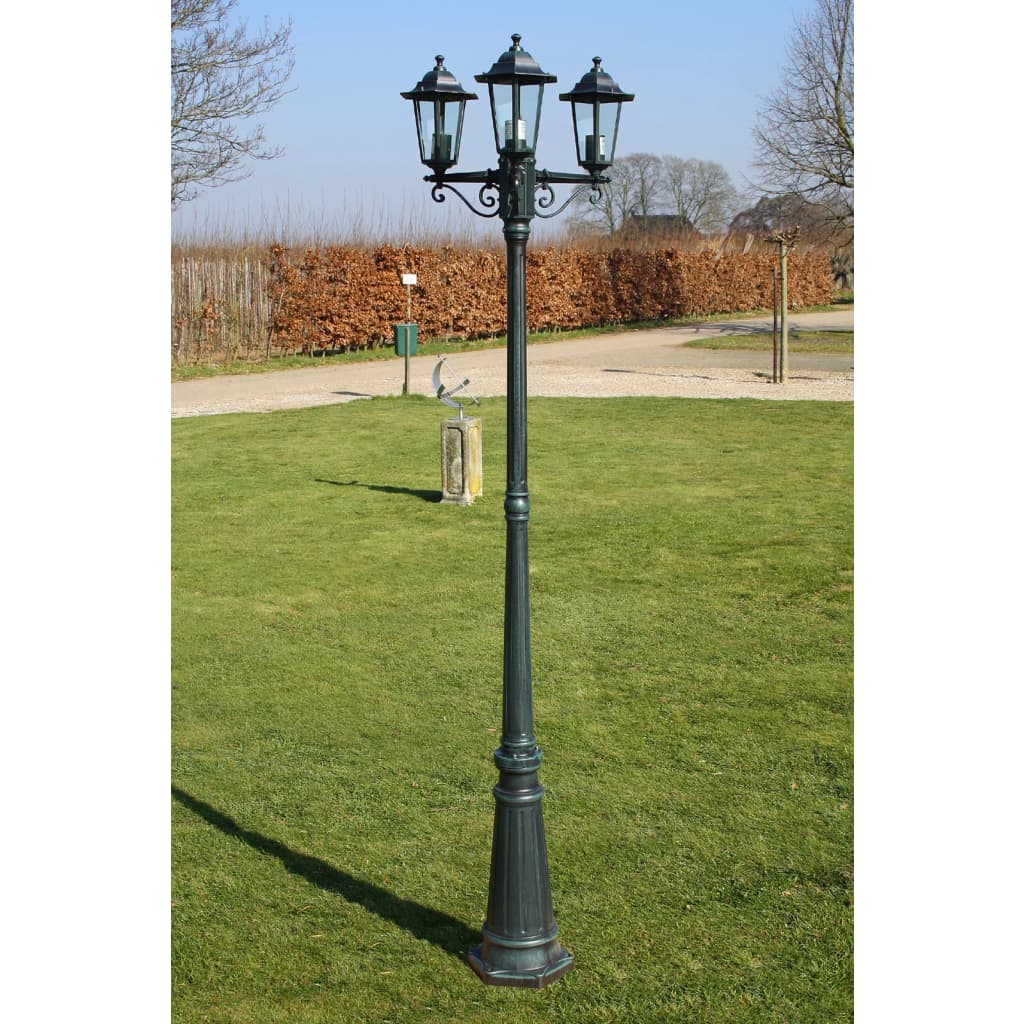Vidaxl Garden Lanterne avec 3 bras 215 cm en aluminium vert foncé noir