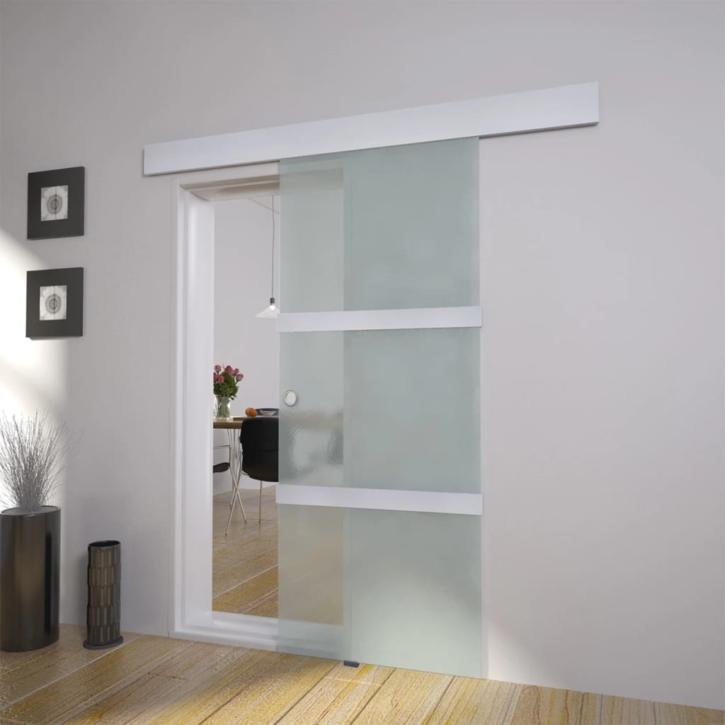 Vidaxl Porte coulissante 178 cm Verre et argent en aluminium coloré