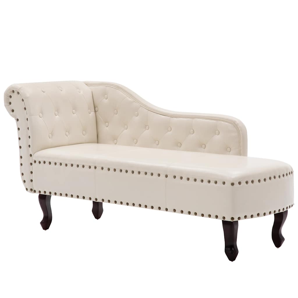 Vidaxl chaise longue kunstleer crèmewit