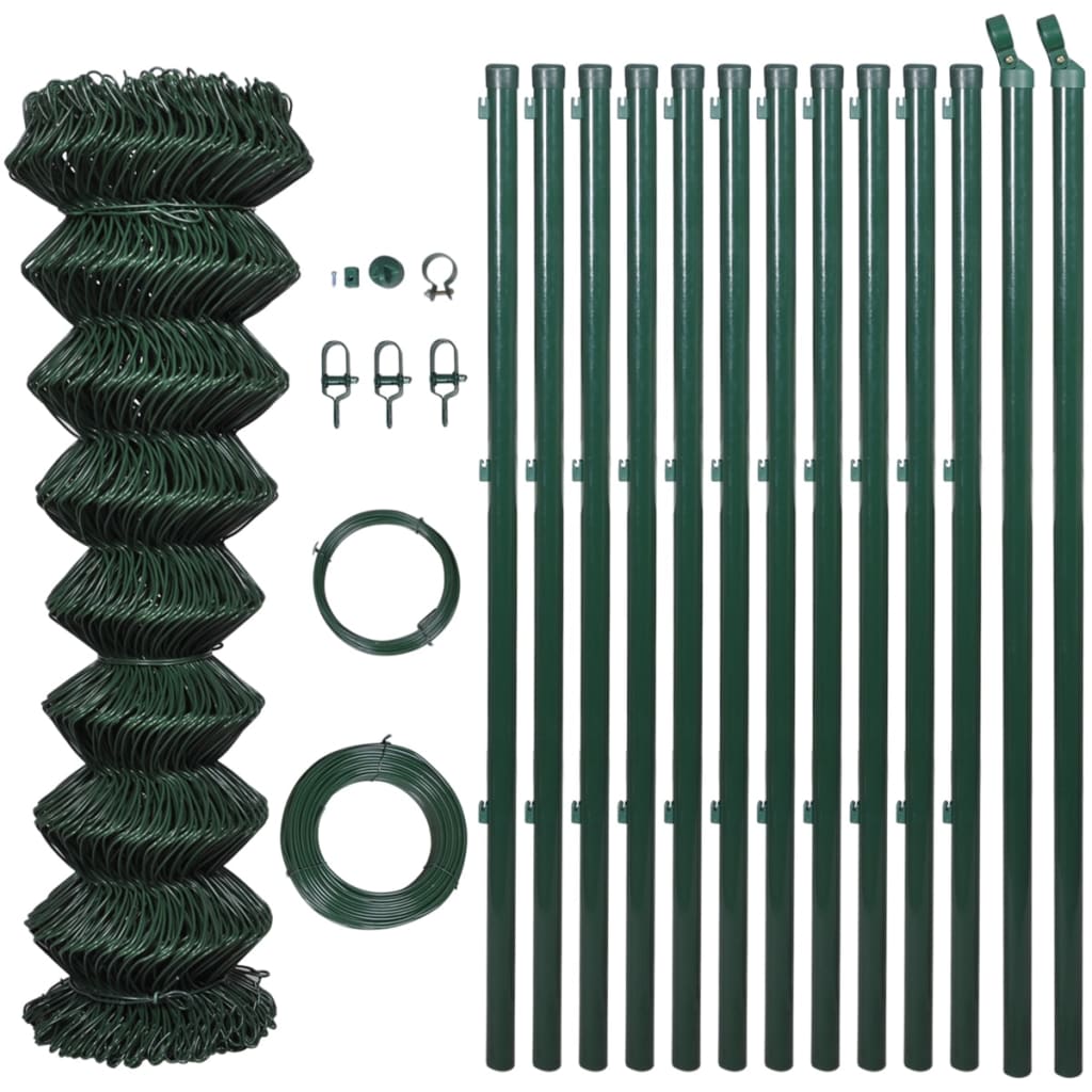 Clôture en maille vidaxl avec poteaux de 1x15 m en acier vert