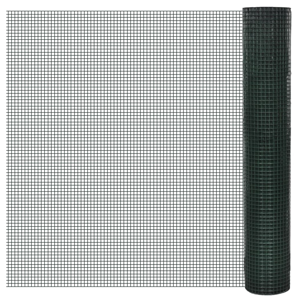VidaXL grillage à poules 10x1 m en acier galvanisé avec revêtement PVC vert
