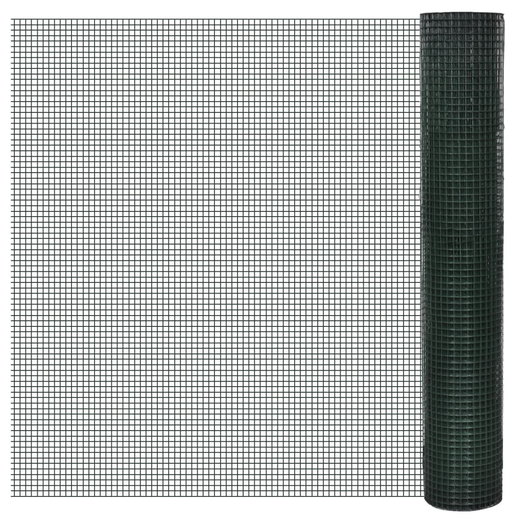 VidaXL Grillage à poules 10x1 m en acier galvanisé avec revêtement PVC vert