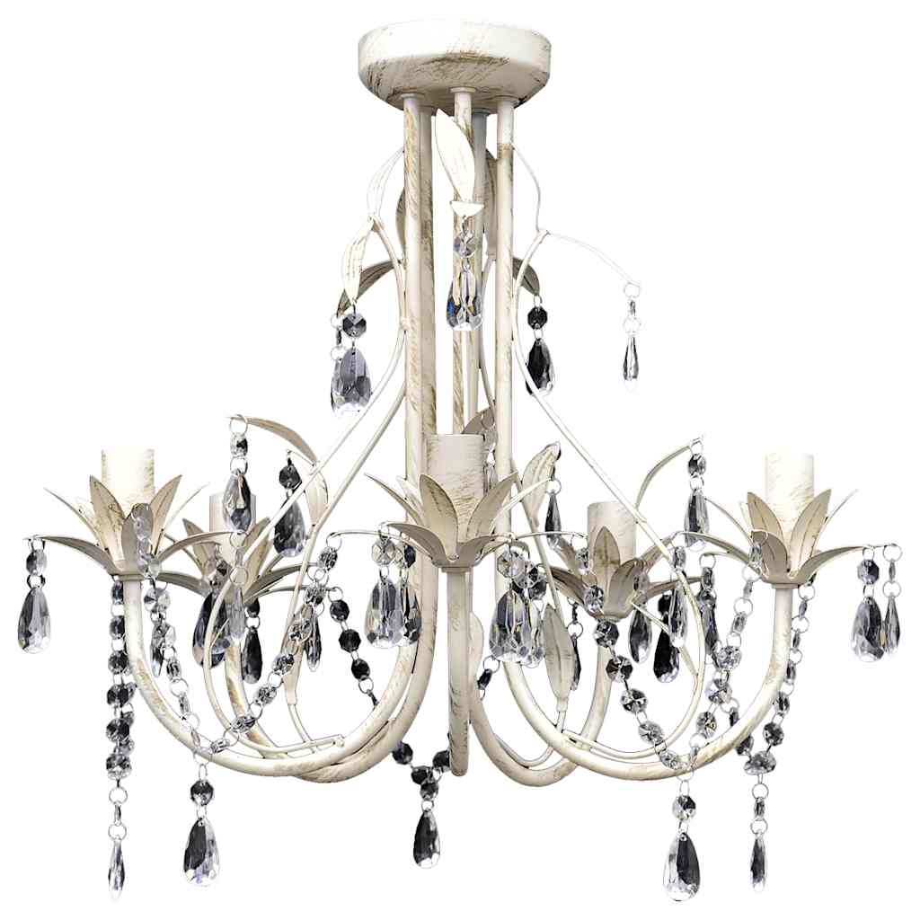 Lustre en cristal vidaxl avec design élégant blanc (5 lampes)