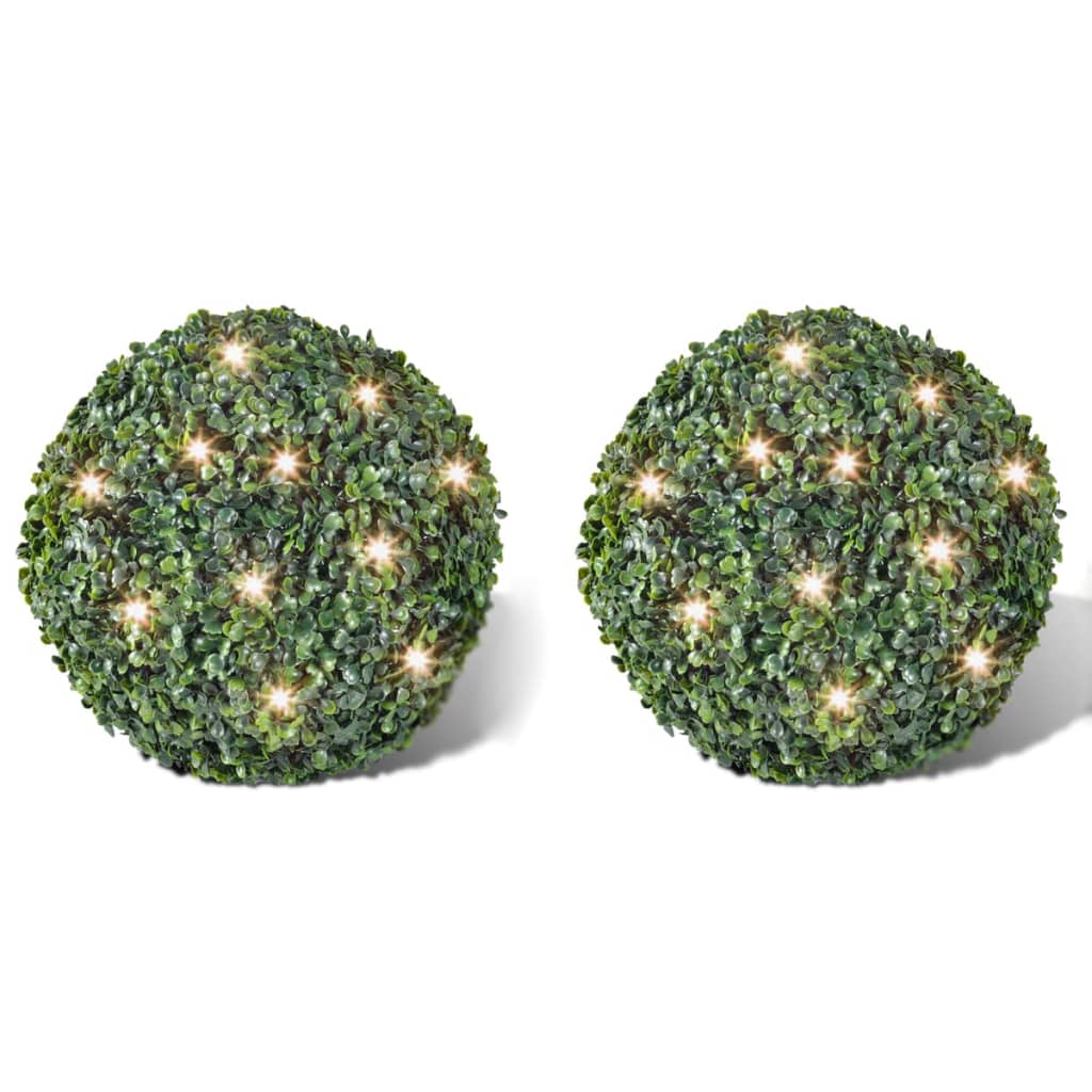Vidaxl Round Art Buxus 35 cm avec un éclairage à LED solaire (2 pièces)