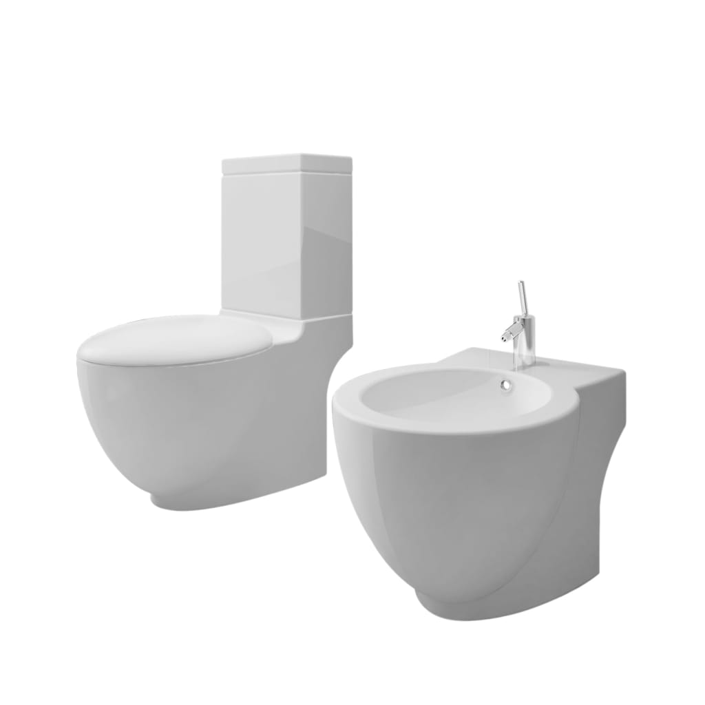 Vidaxl Toilettes bidet ensemble debout en céramique blanc