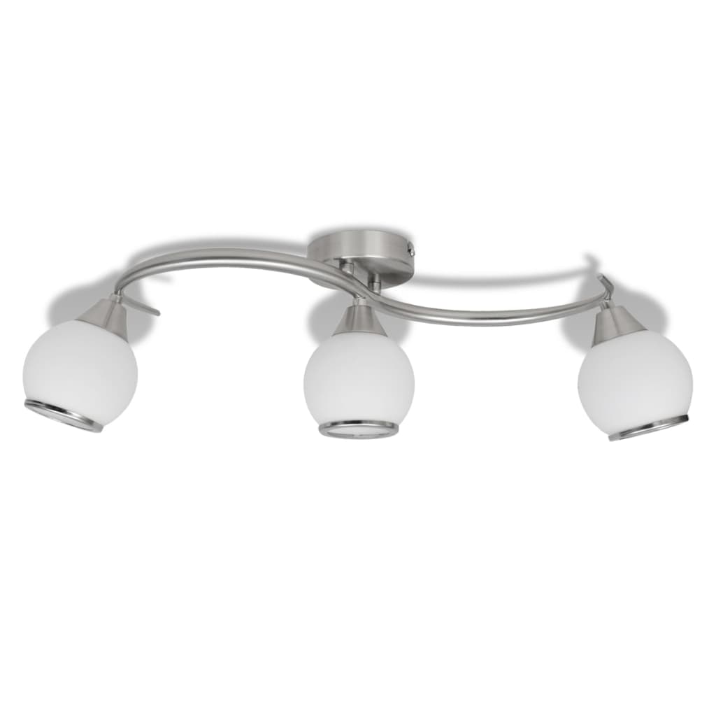 Bouchons en verre de lampe de plafond Vidaxl + rail ondulé pour 3 x e14 poires