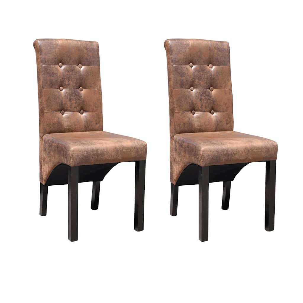 Vidaxl eetkamerstoelen 2 st kunstleer bruin