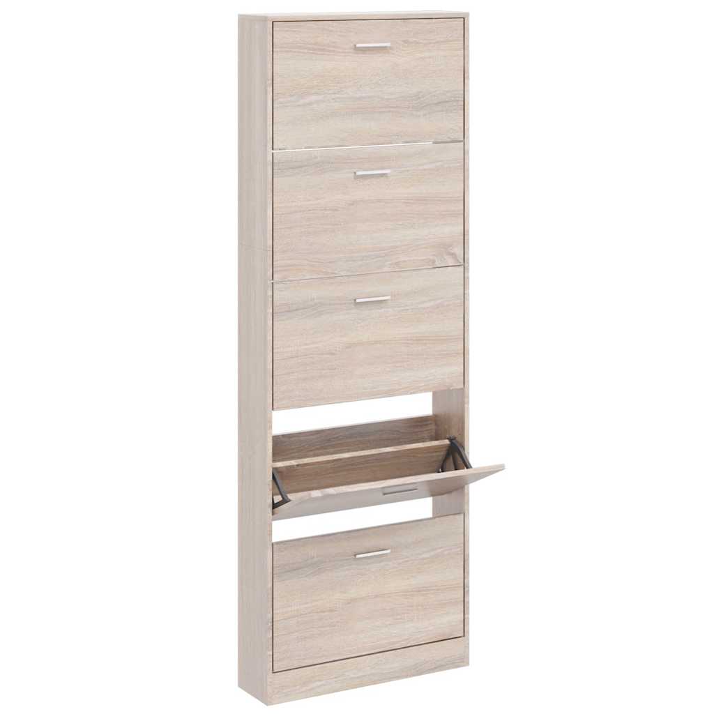 Vidaxl Shoe Cabinet Wood avec 5 compartiments de rangement Oak Look