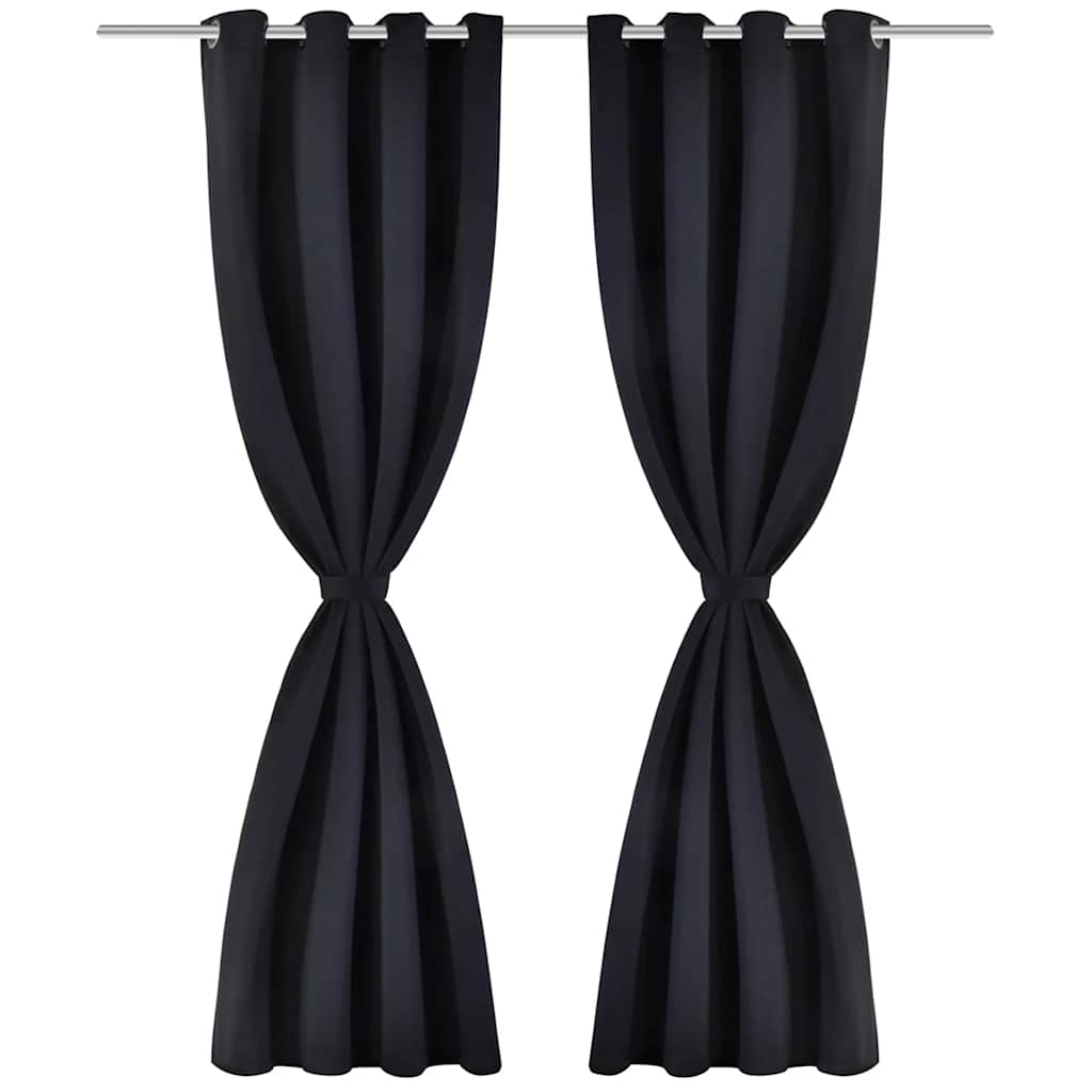 Rideaux vidaxl avec anneaux métalliques 135 x 245 cm 2 pièces (noir)