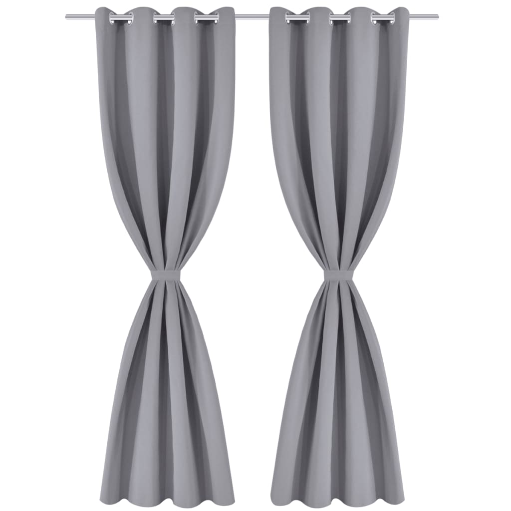 Rideaux vidaxl avec anneaux métalliques 135 x 245 cm 2 pièces (gris)