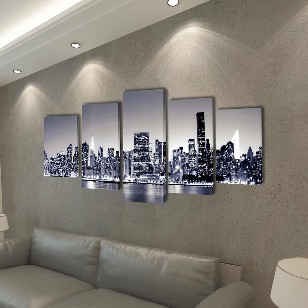 Vidaxl Canvas Wall Pressure Set Monochrome New York Skyline 100 x 50 cm