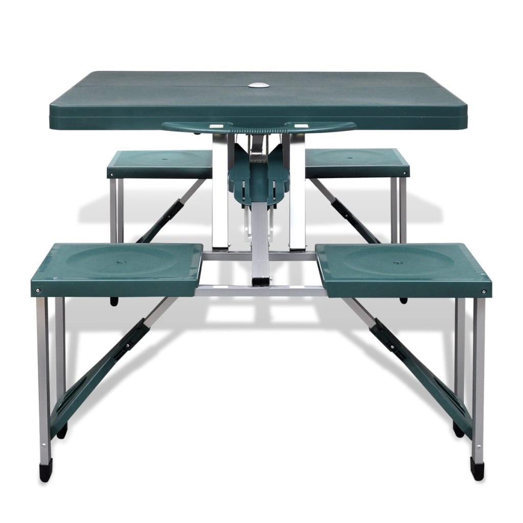 Table de camping vidaxl avec quatre chaises en aluminium léger en aluminium pliable (vert)