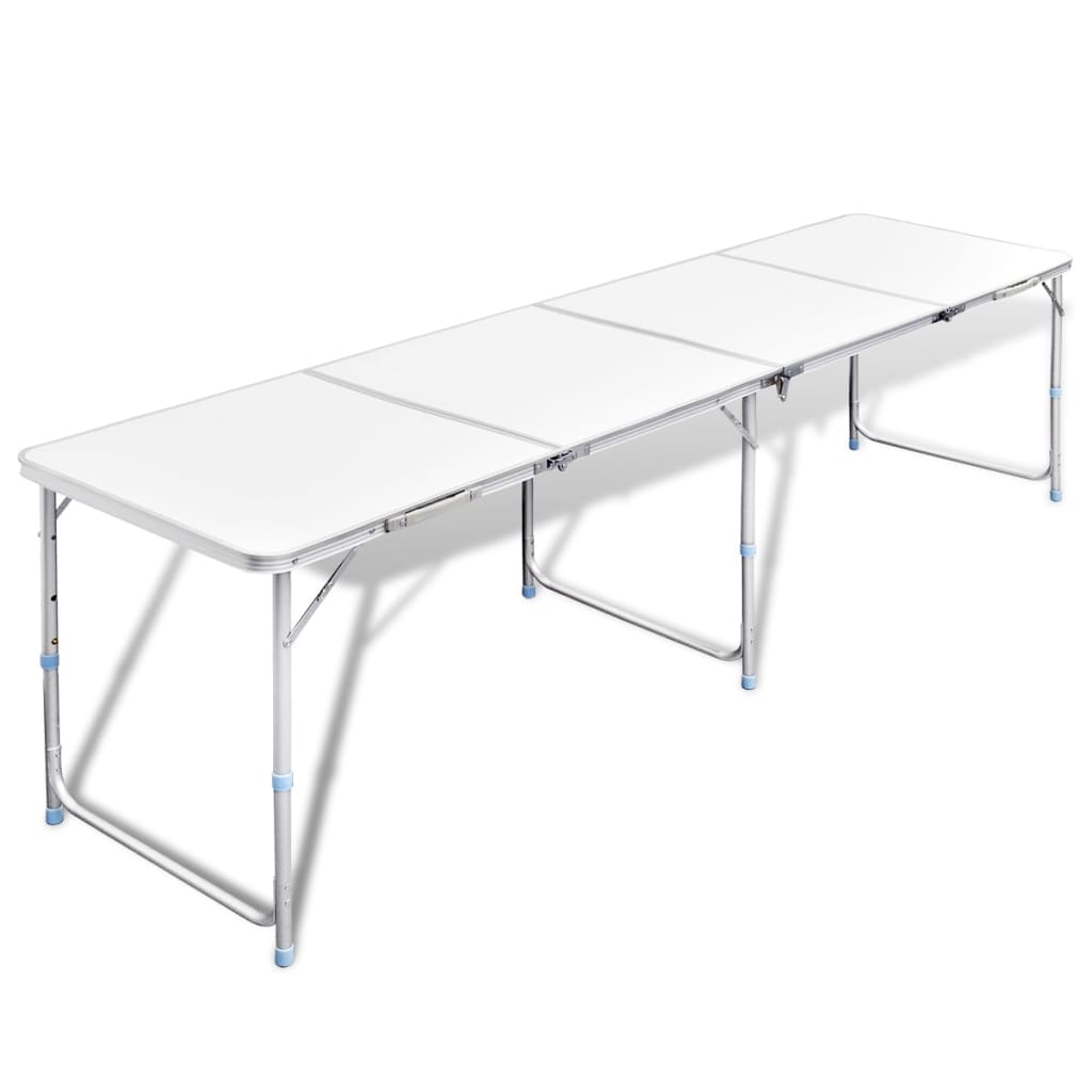 Table de camping vidaxl pliable et réglable en aluminium 240x60 cm