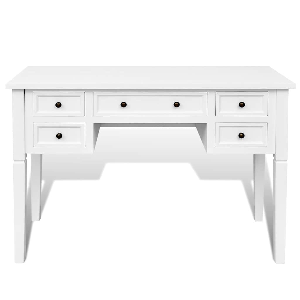 Vidaxl schrijftafel met 5 lades wit