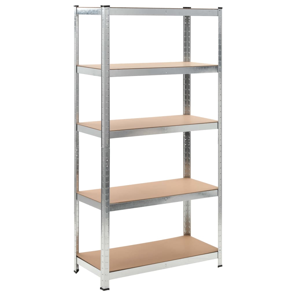 Rack de stockage Vidaxl en acier à 5 couches et gris en bois transformé