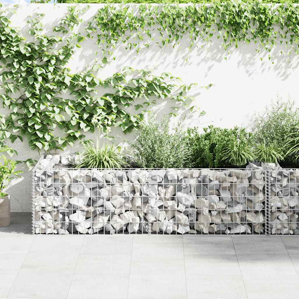 Vidaxl Gabion Planter Benk 180x90x50 cm en acier galvanisé